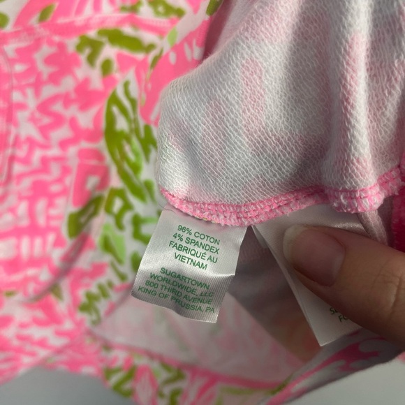 Lilly Pulitzer small Pink Green Buttoned Pullover Tunic Top Kangaroo Pocket - Picture 4 of 7